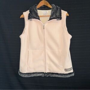 SDI Pink Sleeveless Fleece Vest Faux Fur Trim L Carolina Trace Country Club